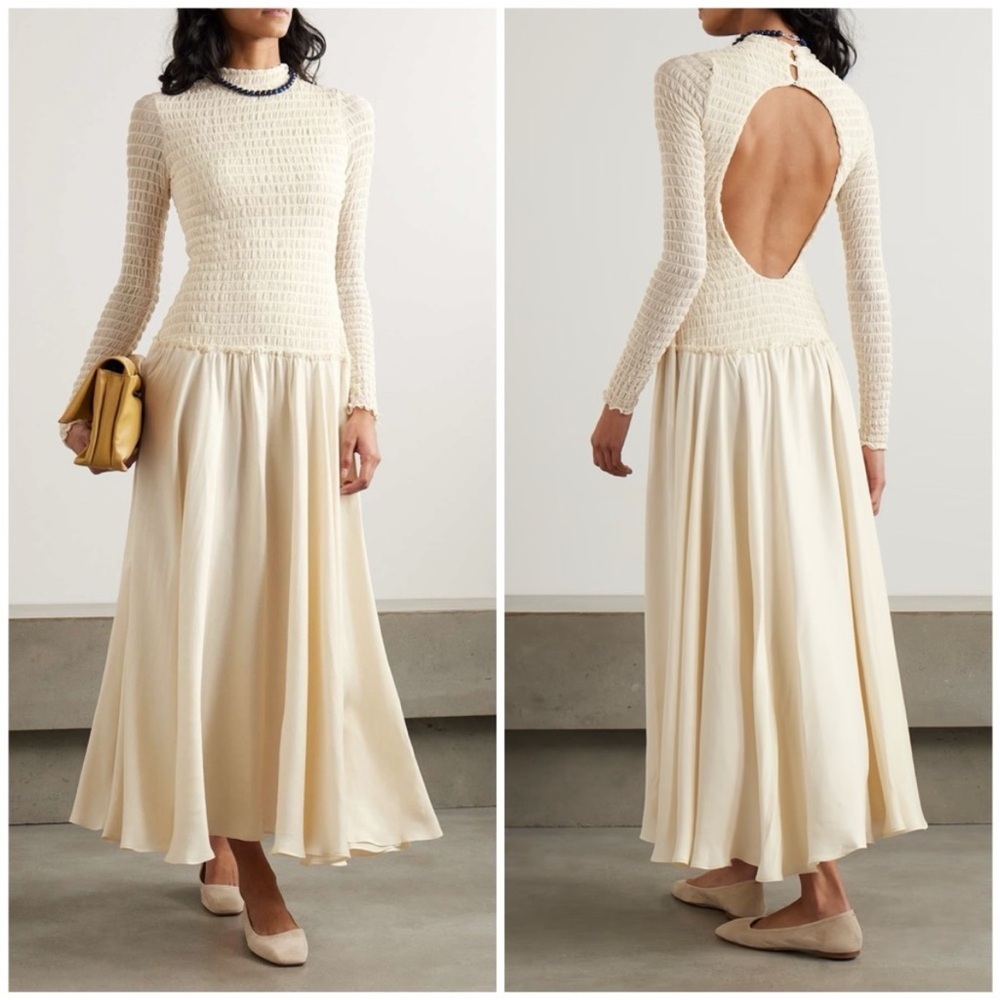 NWT Siedres Feja Open Back Shirred Midi Dress
